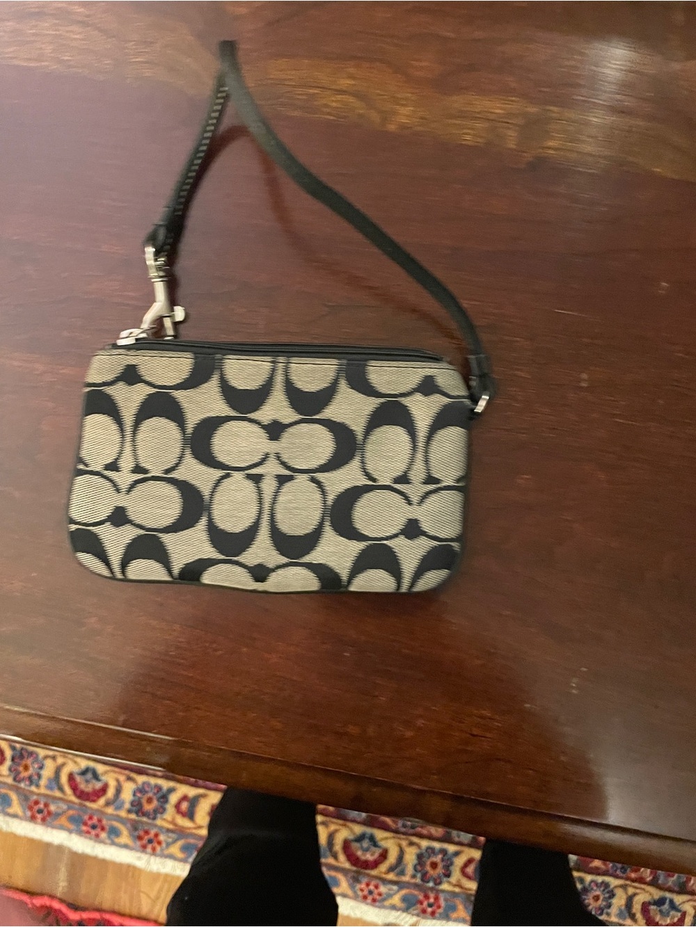 COACH Signature monogrammed Black/Tan Wristlet - Clutch - Picture 2 of 3